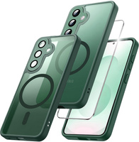 Case for Samsung Galaxy S25+ Plus, for MagSafe, ERBORD Matt Case, green + Screen Glass