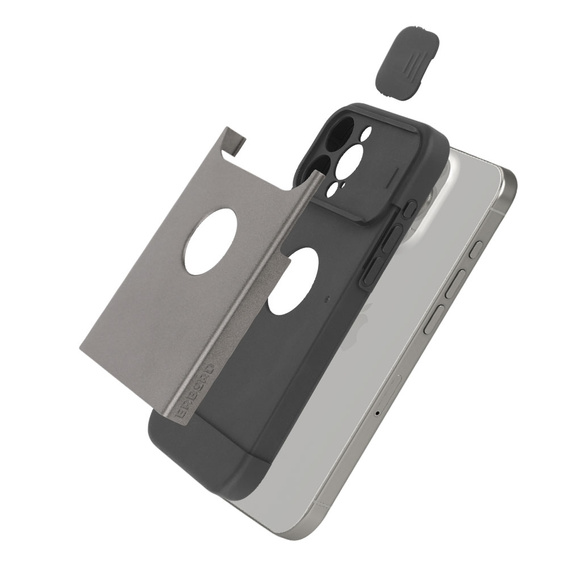 Case for iPhone 15 Pro Max, ERBORD MagProtect Slide Camera, titanium grey