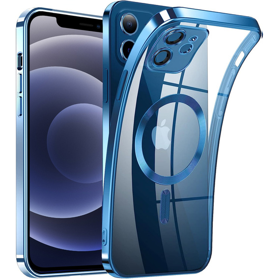 Case for iPhone 12, Electro MagSafe, blue + Screen Glass