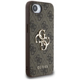 GUESS Case for iPhone 16E, 4G Big Metal Logo, brown