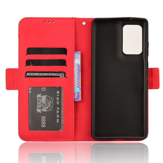 Flip case for Motorola Edge 50 Fusion 5G, Card Slot, red