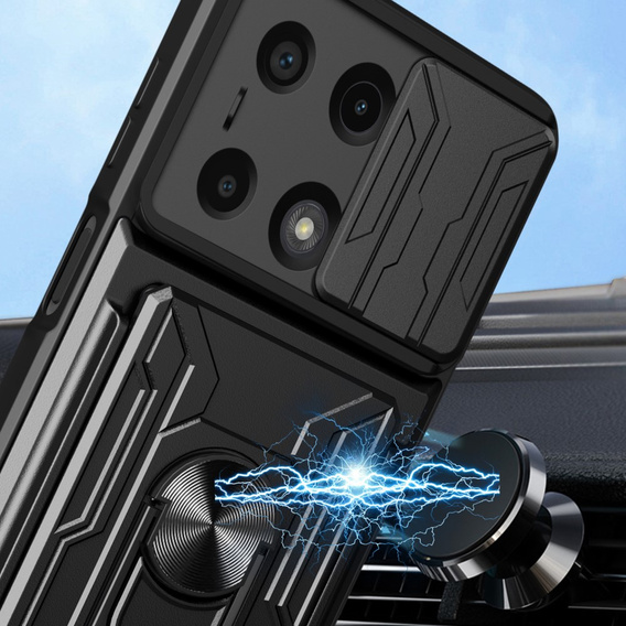 Armored case for Xiaomi Redmi Note 13 Pro 4G / Xiaomi Redmi Note 14S / Xiaomi Poco M6 Pro 4G, Camera Slide Card Slot, black
