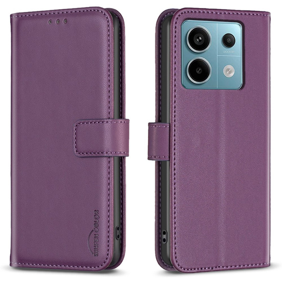 Flip case for Xiaomi Redmi Note 13 Pro 4G / Xiaomi Redmi Note 14S / Xiaomi Poco M6 Pro 4G, BINFEN Wallet, dark purple