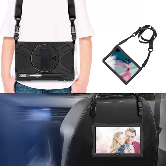 Armored Case for Lenovo Tab P11 Pro Gen 2 TB132FU TB132XU 11.2", protective 360 with stylus slot, black