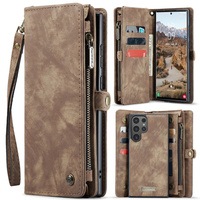 CASEME case for Samsung Galaxy S25 Ultra, Retro Leather Wallet, with strap, brown