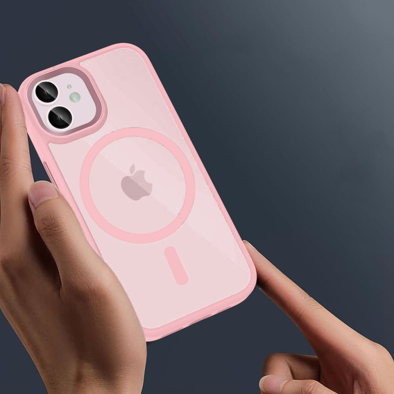 Case for iPhone 11, for MagSafe, ERBORD Matt Case, pink + Screen Glass