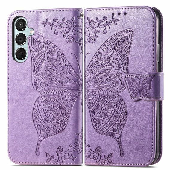 Flip case for Samsung Galaxy M15 5G, Butterfly, purple