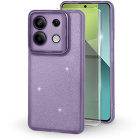 Case for Xiaomi Redmi Note 13 Pro 5G, Glittery Powder, purple + 9H tempered glass