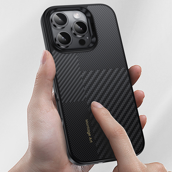 BENKS Kevlar Case for iPhone 16 Pro Max, for MagSafe, Carbon Fiber, black