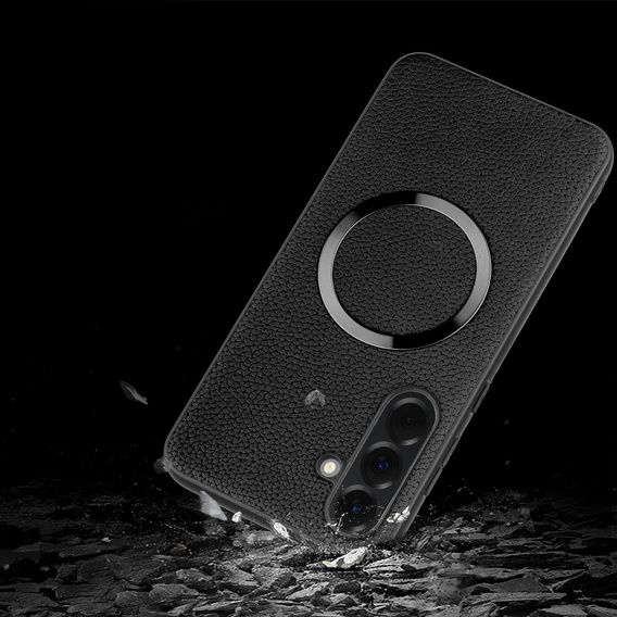 Case for Samsung Galaxy A56 5G, Leather Hybrid MagSafe, black