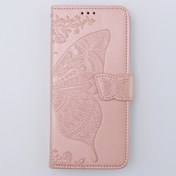 Flip case for Motorola Moto G54 5G, Butterfly, pink rose gold