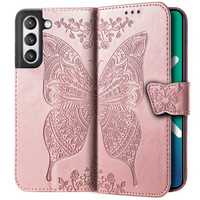 Flip case for Samsung Galaxy S21 FE, Butterfly, pink rose gold
