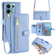 Flip case for Xiaomi Redmi Note 13 Pro 5G, Wallet Zipper Pocket, blue