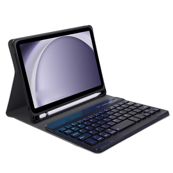 Case + keyboard Samsung Galaxy Tab A9, Leather Pen Slot, black