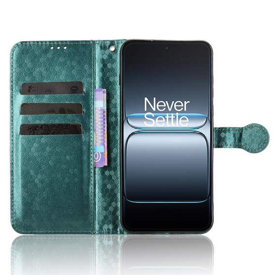 Flip case for OnePlus Nord 5, Wallet Rhombus, green