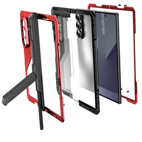 Armored case for Samsung Galaxy Z Fold6 5G, aluminum, with stand and stylus slot, black