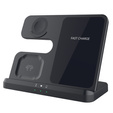 3-in-1 Wireless Induction Charger QI Fast Charger for Samsung S25 S24 S23 Galaxy Watch Buds Station Black
