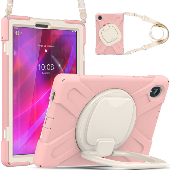 Children's case for Lenovo Tab M10 Plus TB-X606F, armored with strap, pink