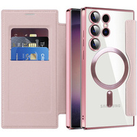 Flip case for Samsung Galaxy S24 Ultra, RFID Wallet MagSafe CamShield, pink