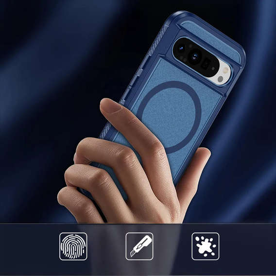 Case with frame for Google Pixel 9 / Google Pixel 9 Pro, for MagSafe, blue