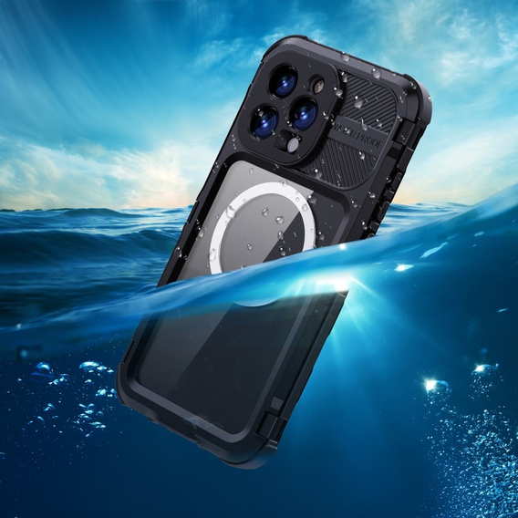 IP68 Waterproof Case for iPhone 16 Pro Max, SHELLBOX MagSafe, black