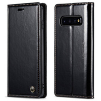 CASEME flip case for Samsung Galaxy S10+ Plus, Waxy Textublack, black