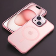 Case for iPhone 15, for MagSafe, ERBORD Matt Case, pink + Screen Glass