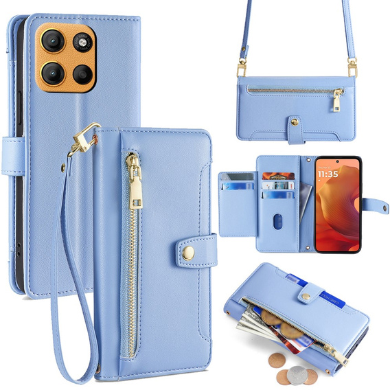 Flip case for Motorola Moto G15 / G15 Power, Wallet Zipper Pocket, blue