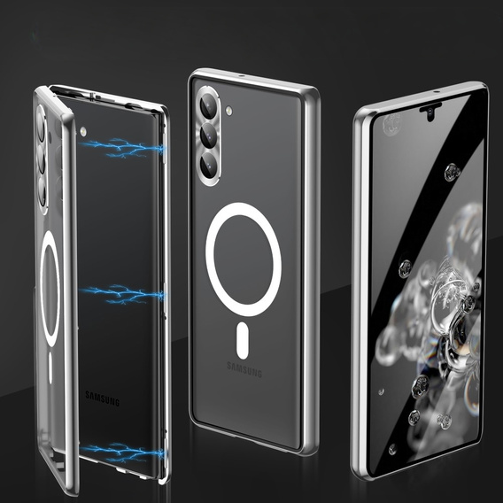 Magnetic Dual Glass MagSafe case for Samsung Galaxy S24, silver
