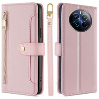 Flip case for Realme 12 Pro 5G / 12 Pro+ 5G, Wallet Zipper Pocket, pink