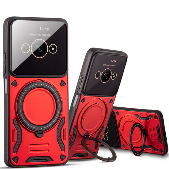 Armored Case for Xiaomi Redmi A3, Magnetic Ring, red