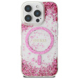 GUESS Resin Bottom Glitter MagSafe Case for iPhone 16 Pro Max