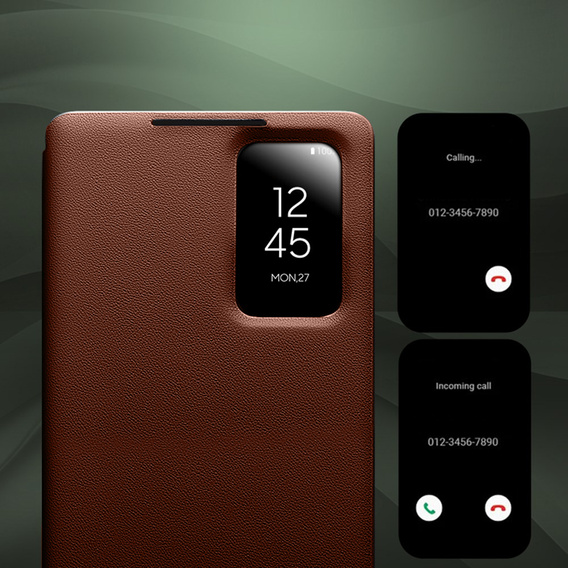 Qialino View Window leather flip case for Samsung Galaxy S26 Ultra, brown