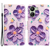Flip case for Xiaomi Redmi 13C / Poco C65, Wallet, Painted Flowers, purple