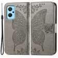 Flip case for Realme 9i / Oppo A96, Butterfly, grey