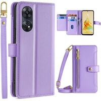 Flip case for Oppo Reno8 T 4G, Wallet Zipper Pocket, purple