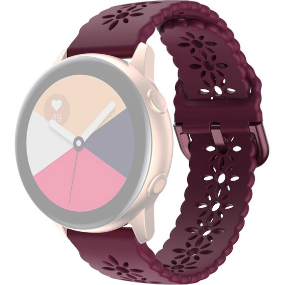 Silicone strap for 22mm Soft Hollowed-out, Wine Red