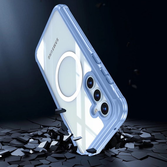 Case for Samsung Galaxy A55 5G, Shockproof, with glass, for MagSafe, blue