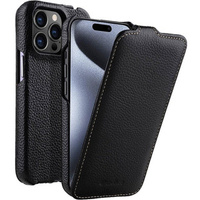 MELKCO flip case for iPhone 15 Pro, leather, flip, black