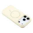 Silicone case for iPhone 17 Pro Max - compatible with MagSafe, anti-shock, beige