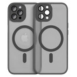 Case for iPhone 16 Pro Max, for MagSafe, ERBORD Matt Case, grey + Screen Glass