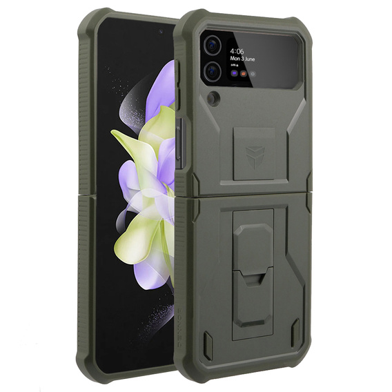Armored Case for Samsung Galaxy Z Flip 4 5G, Dexnor Clip Holder, green
