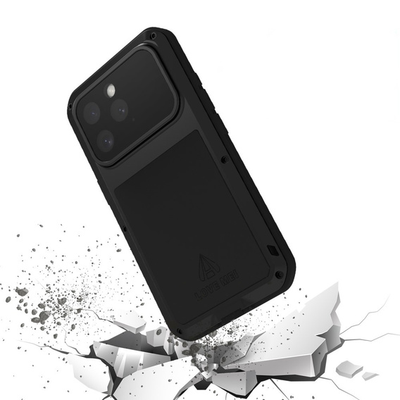Love Mei Case for iPhone 16 Pro, armored with glass, black