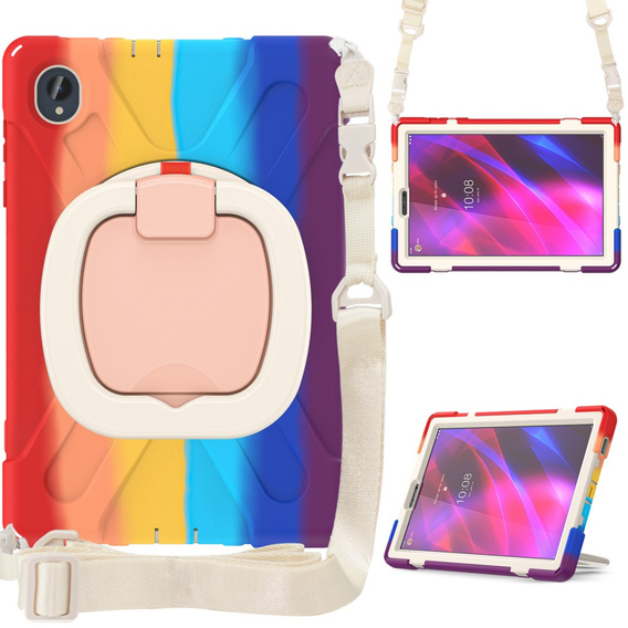 Children's case for Lenovo Tab M10 Plus TB-X606F, armored with strap, multicolor
