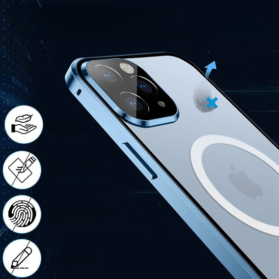 Magnetic Dual Glass MagSafe case for iPhone 13 Pro Max, blue