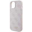 GUESS Case for iPhone 15, 4G Metal Gold Logo, pink