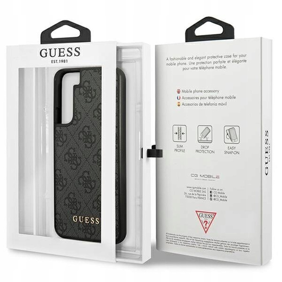 GUESS Case for Samsung Galaxy S23, 4G Metal Gold Logo, grey