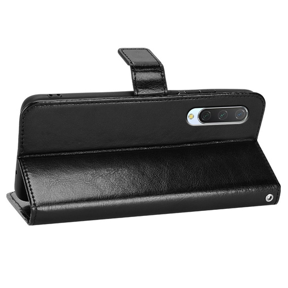 Flip case for Xiaomi Mi 9 Lite, Crazy Horse Wallet, black