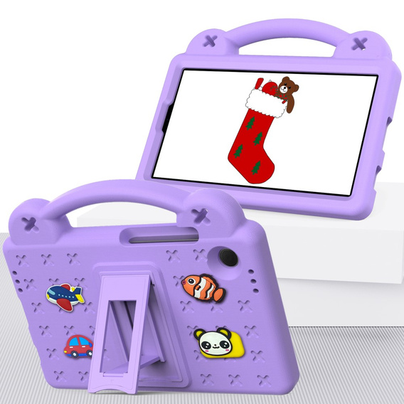 Children's case for Samsung Galaxy Tab A11 / A9, Cute Patterns, with stand, purple