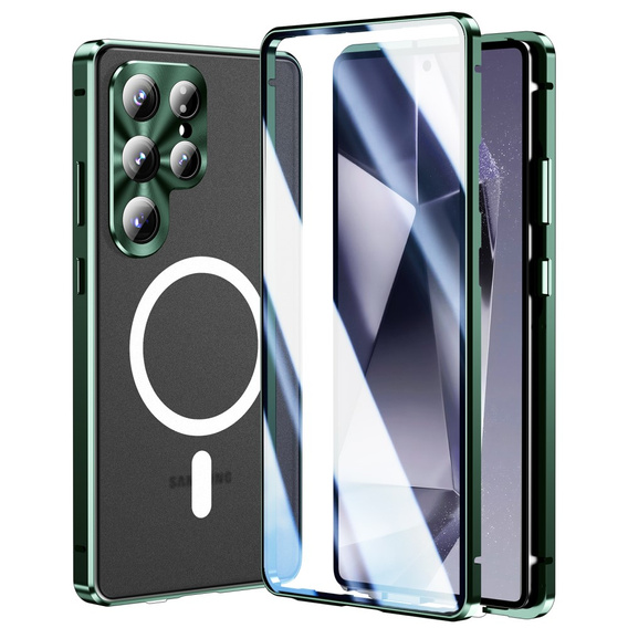 Magnetic Dual Glass MagSafe case for Samsung Galaxy S25 Ultra, green